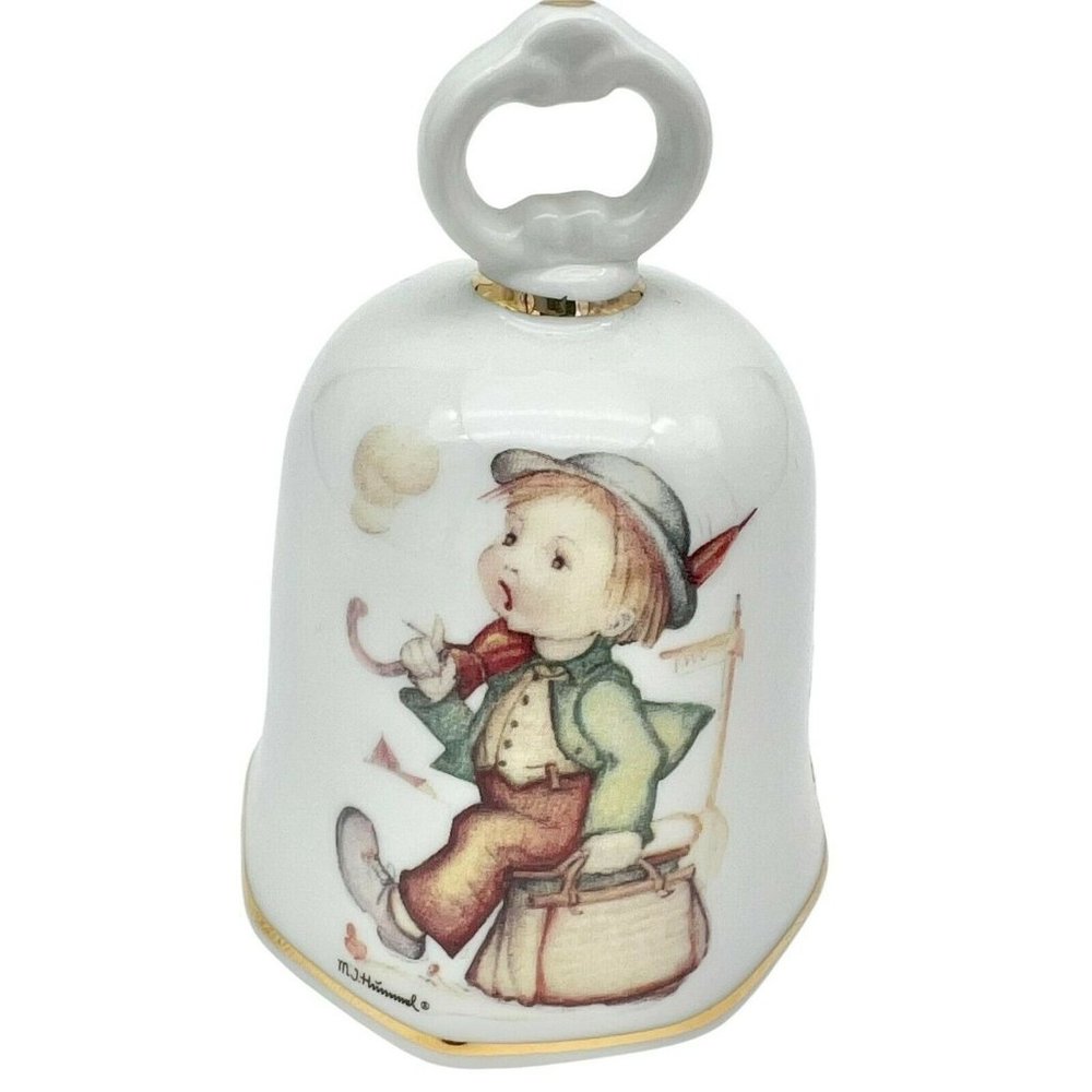 M.J. Hummel The Merry Wanderer Bell Vintage Gold Accents
